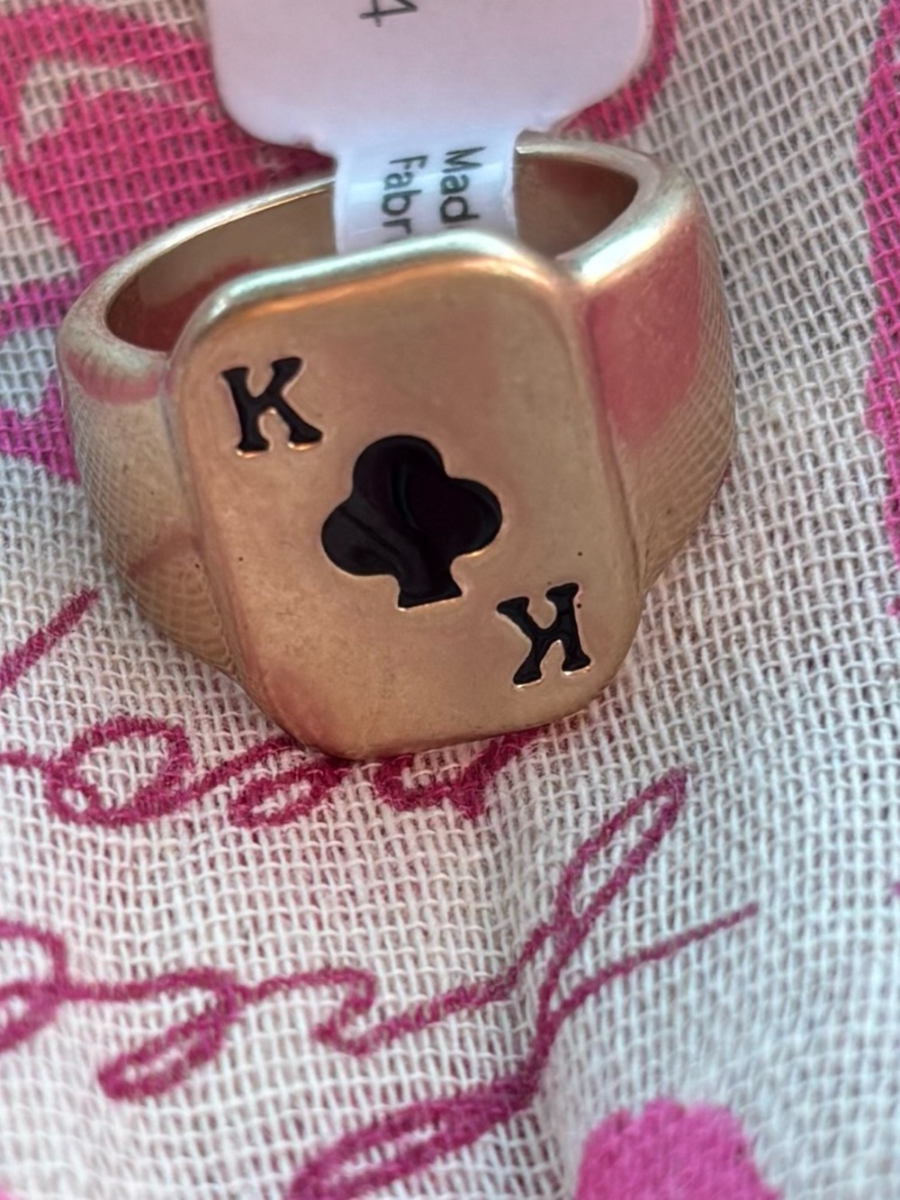 Free People Men's King of Clubs Signet Ring - gold plated sz 7